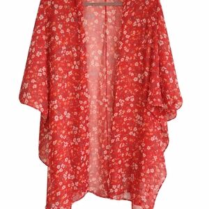 Floral Red Kimono Cardigan